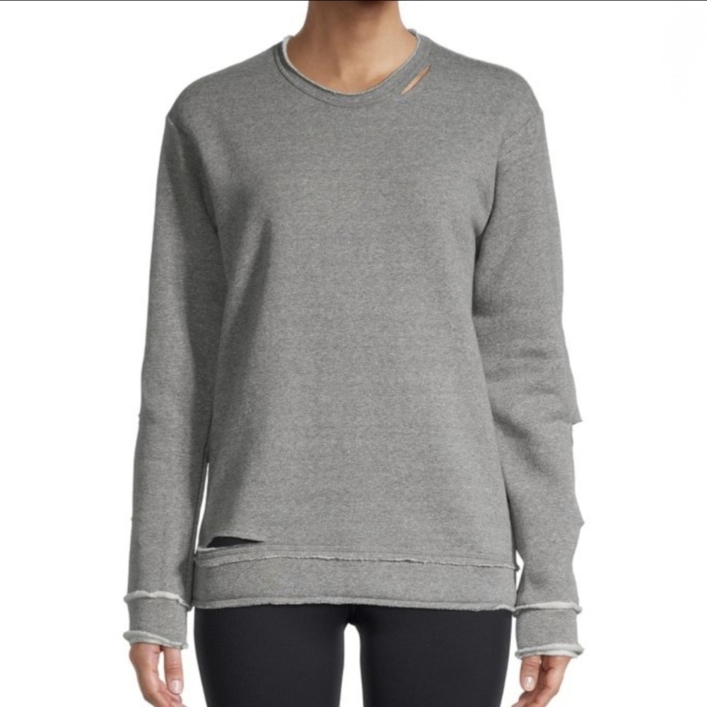 ALALA Cypher Distressed Cutout Sweatshirt Grey Women's‎ Medium USA Made Grunge